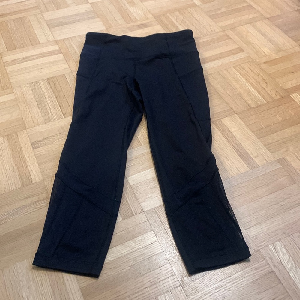 Ivivva black leggings with mesh detail